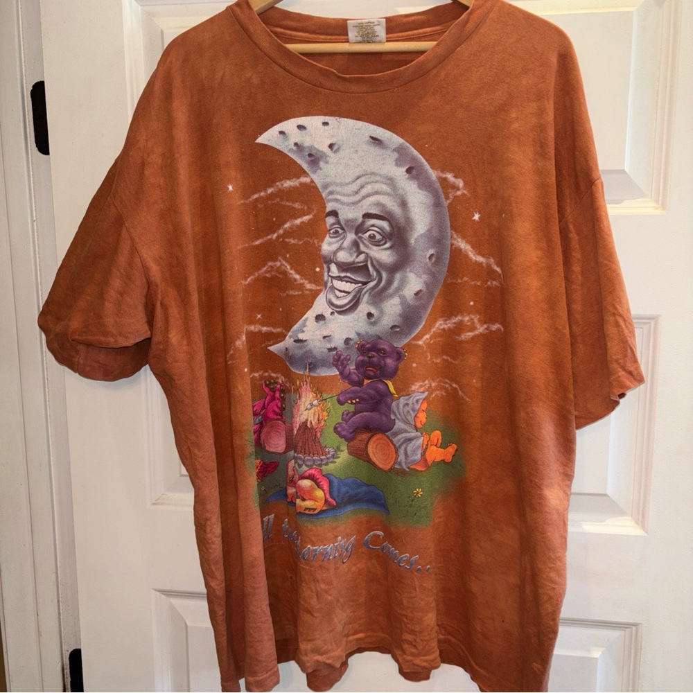 Grateful Dead Till The Morning Comes 1995 Tie Dye Tee Tan Brown XXL Loved